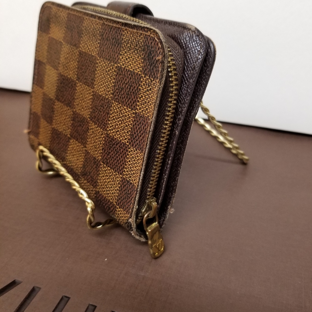 LOUIS VUITTON Damier ebene zipper compact wall #11 - Picture 4 of 16